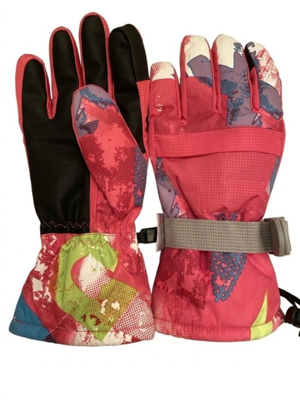 Women’s Ski Gloves Size M 3M Thinsulate Pink Green Blue NWT Adjustable Wrist
